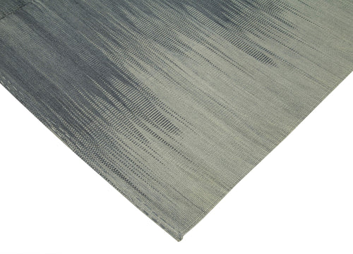 Degrade Kilim Gri Çizgili Pamuk Yün El Dokuma Halısı 206x243 Agacan
