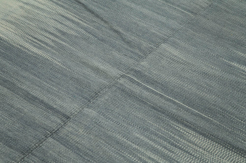 Degrade Kilim Gri Çizgili Pamuk Yün El Dokuma Halısı 206x243 Agacan