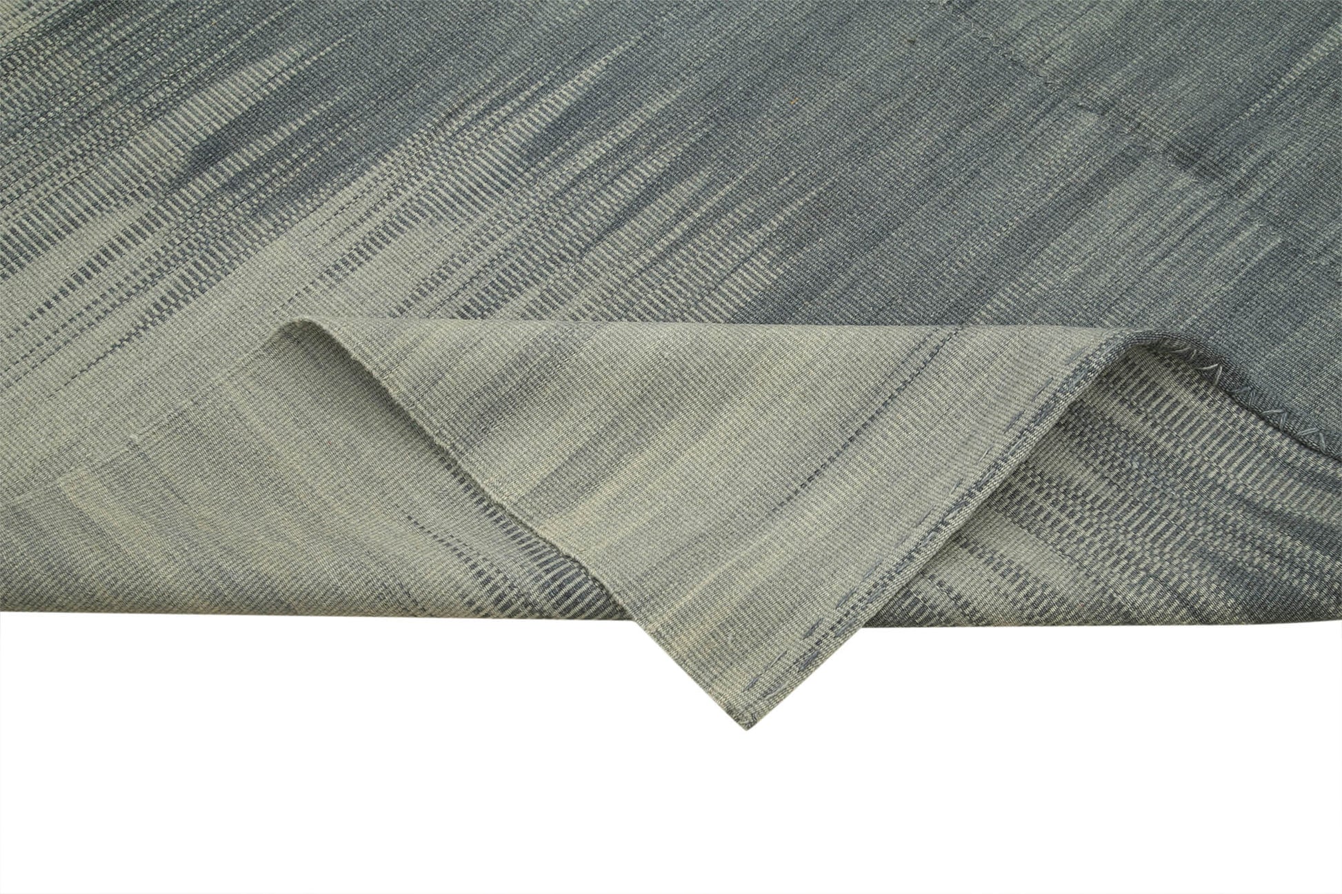 Degrade Kilim Gri Çizgili Pamuk Yün El Dokuma Halısı 206x243 Agacan