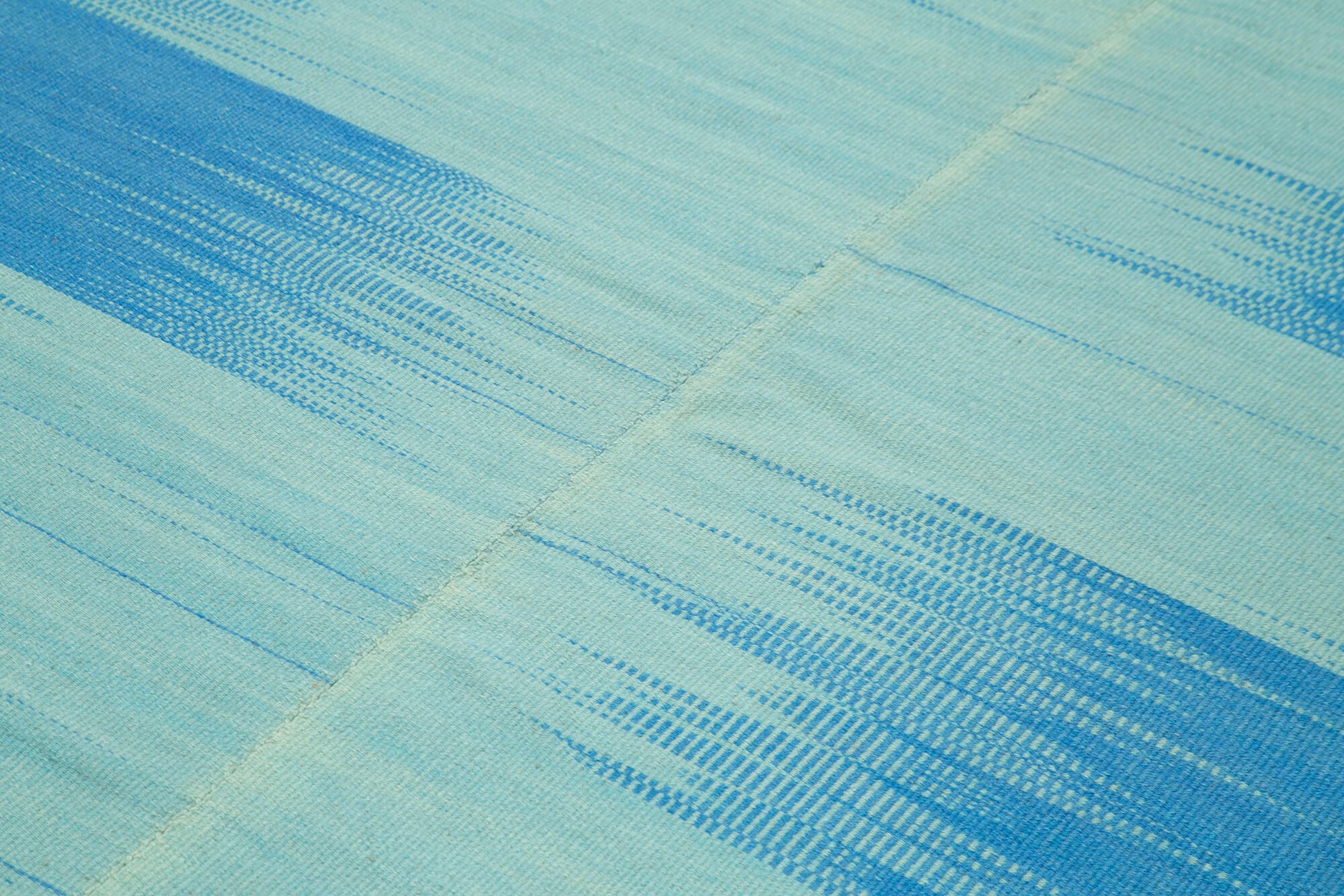 Degrade Kilim Mavi Çizgili Pamuk Yün El Dokuma Halısı 208x266 Agacan