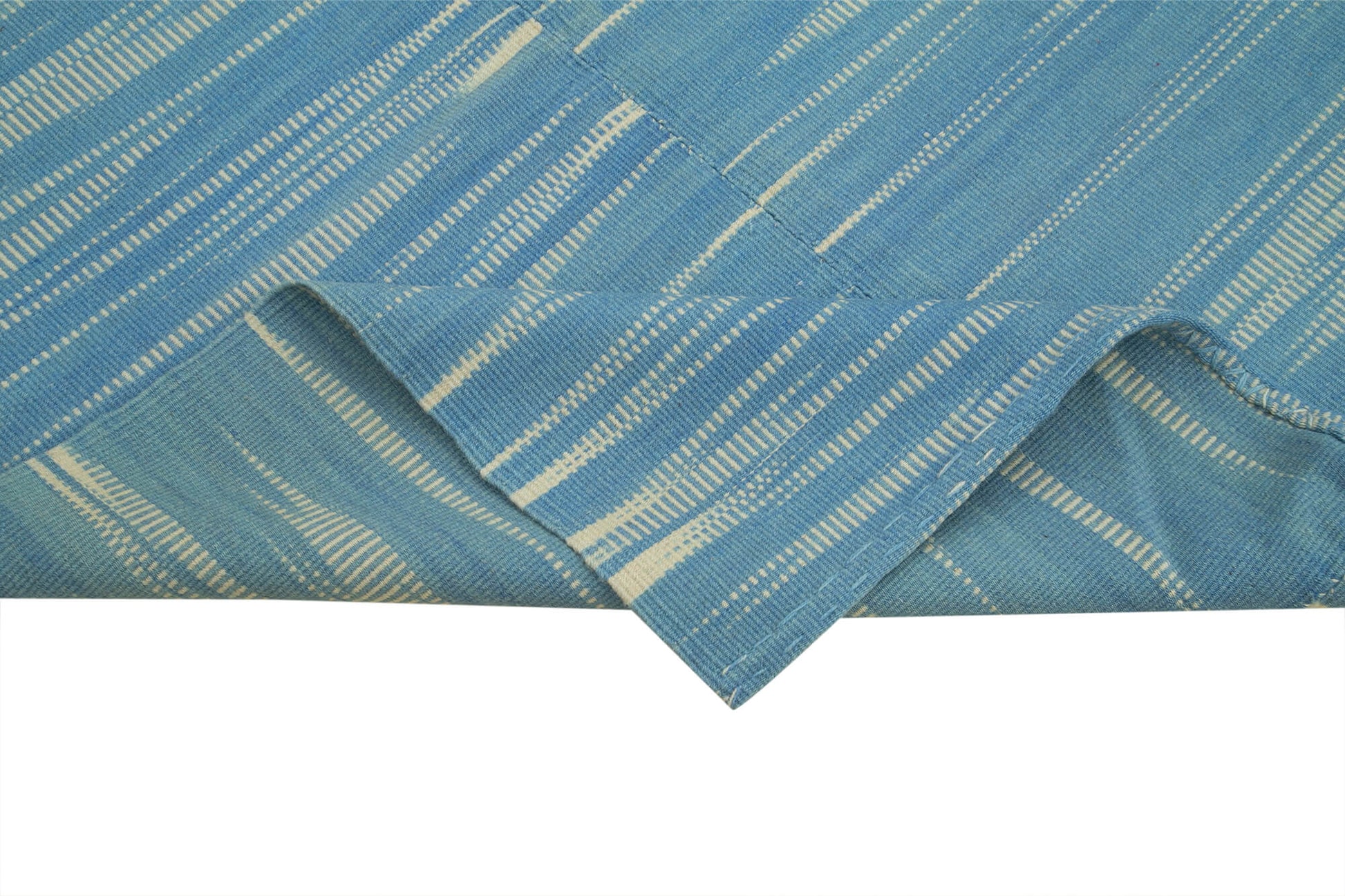 Degrade Kilim Mavi Çizgili Pamuk Yün El Dokuma Halısı 142x179 Agacan