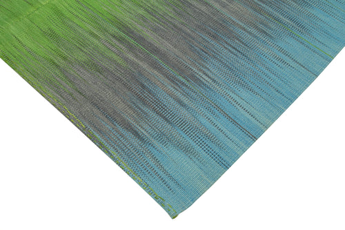 Degrade Kilim Beyaz Çizgili Pamuk Yün El Dokuma Halısı 198x300 Agacan