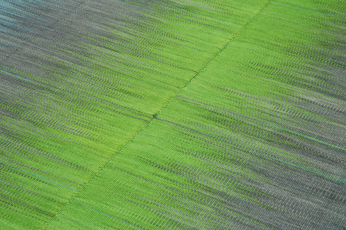 Degrade Kilim Beyaz Çizgili Pamuk Yün El Dokuma Halısı 198x300 Agacan