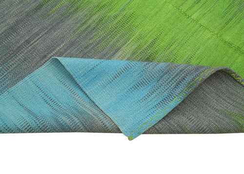 Degrade Kilim Beyaz Çizgili Pamuk Yün El Dokuma Halısı 198x300 Agacan