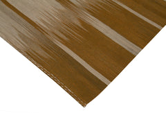 Degrade Kilim Kahverengi Çizgili Pamuk Yün El Dokuma Halısı 201x286 Agacan