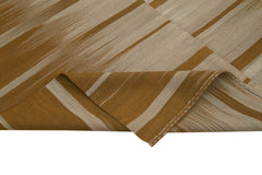 Degrade Kilim Kahverengi Çizgili Pamuk Yün El Dokuma Halısı 201x286 Agacan