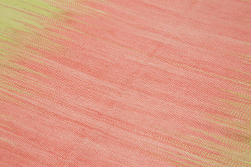 Degrade Kilim Yeşil Çizgili Pamuk Yün El Dokuma Halısı 179x282 Agacan