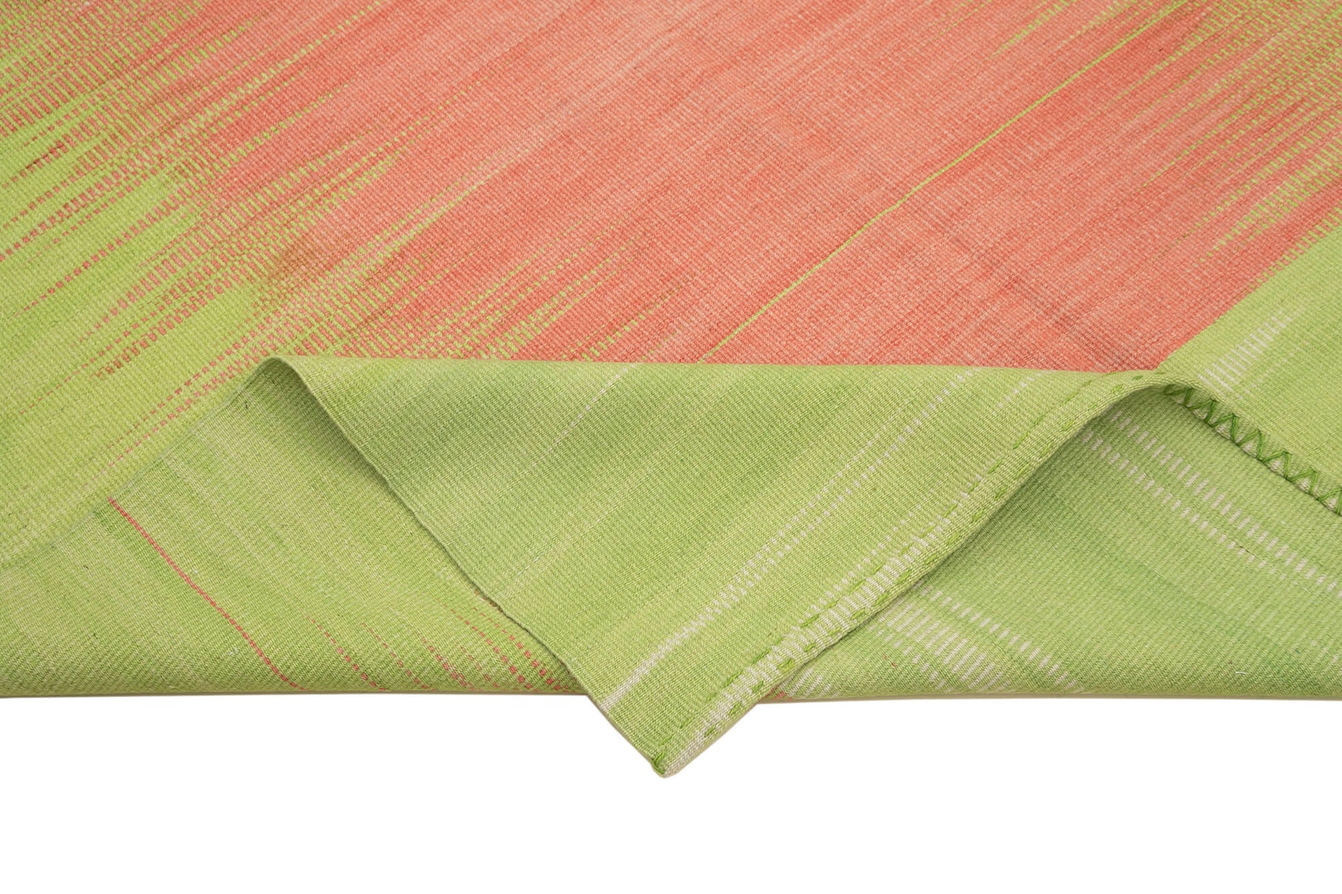 Degrade Kilim Yeşil Çizgili Pamuk Yün El Dokuma Halısı 179x282 Agacan