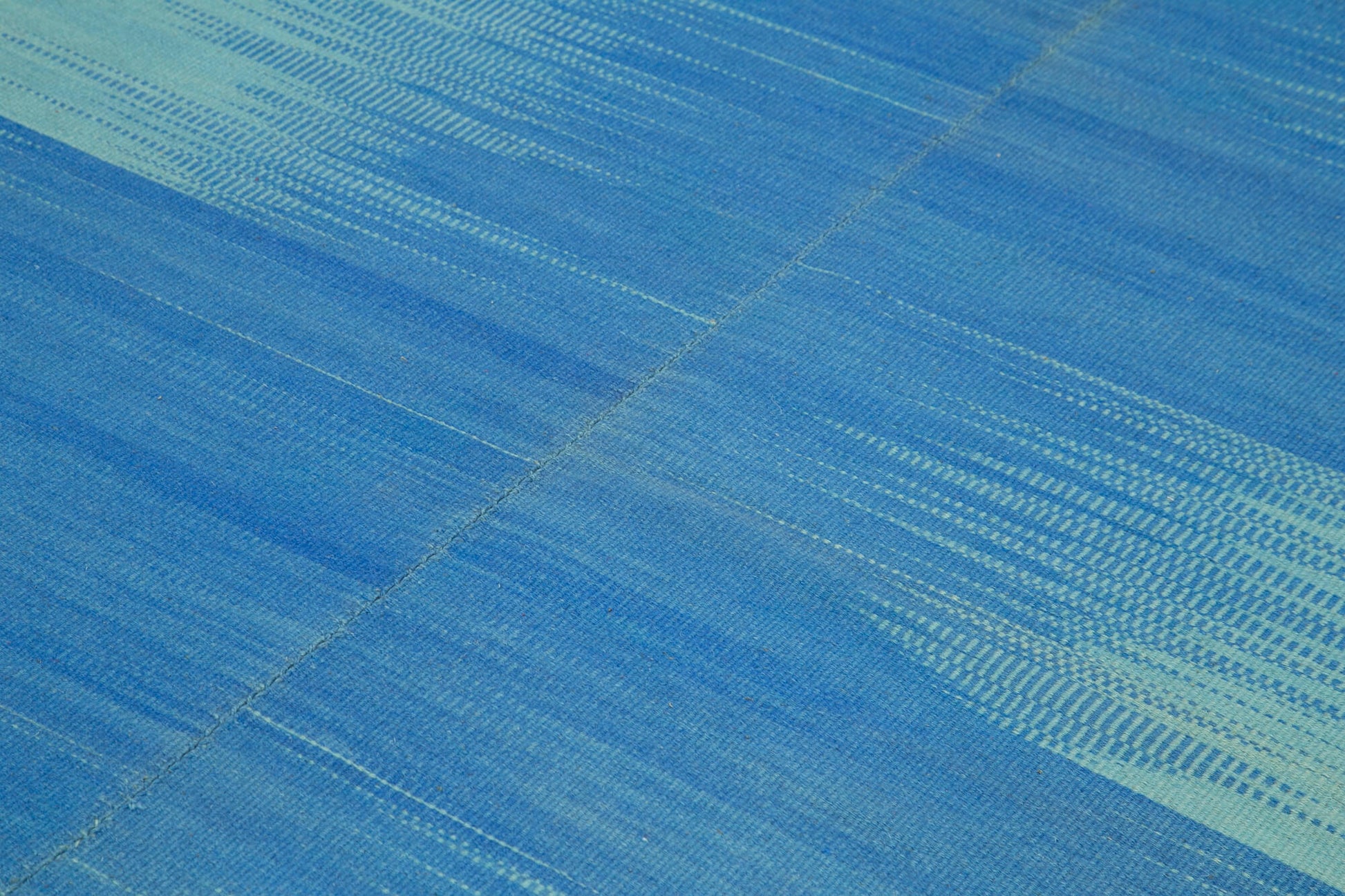 Degrade Kilim Mavi Çizgili Pamuk Yün El Dokuma Halısı 211x249 Agacan