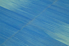 Degrade Kilim Mavi Çizgili Pamuk Yün El Dokuma Halısı 211x249 Agacan