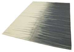 Degrade Kilim Bej Çizgili Pamuk Yün El Dokuma Halısı 176x245 Agacan