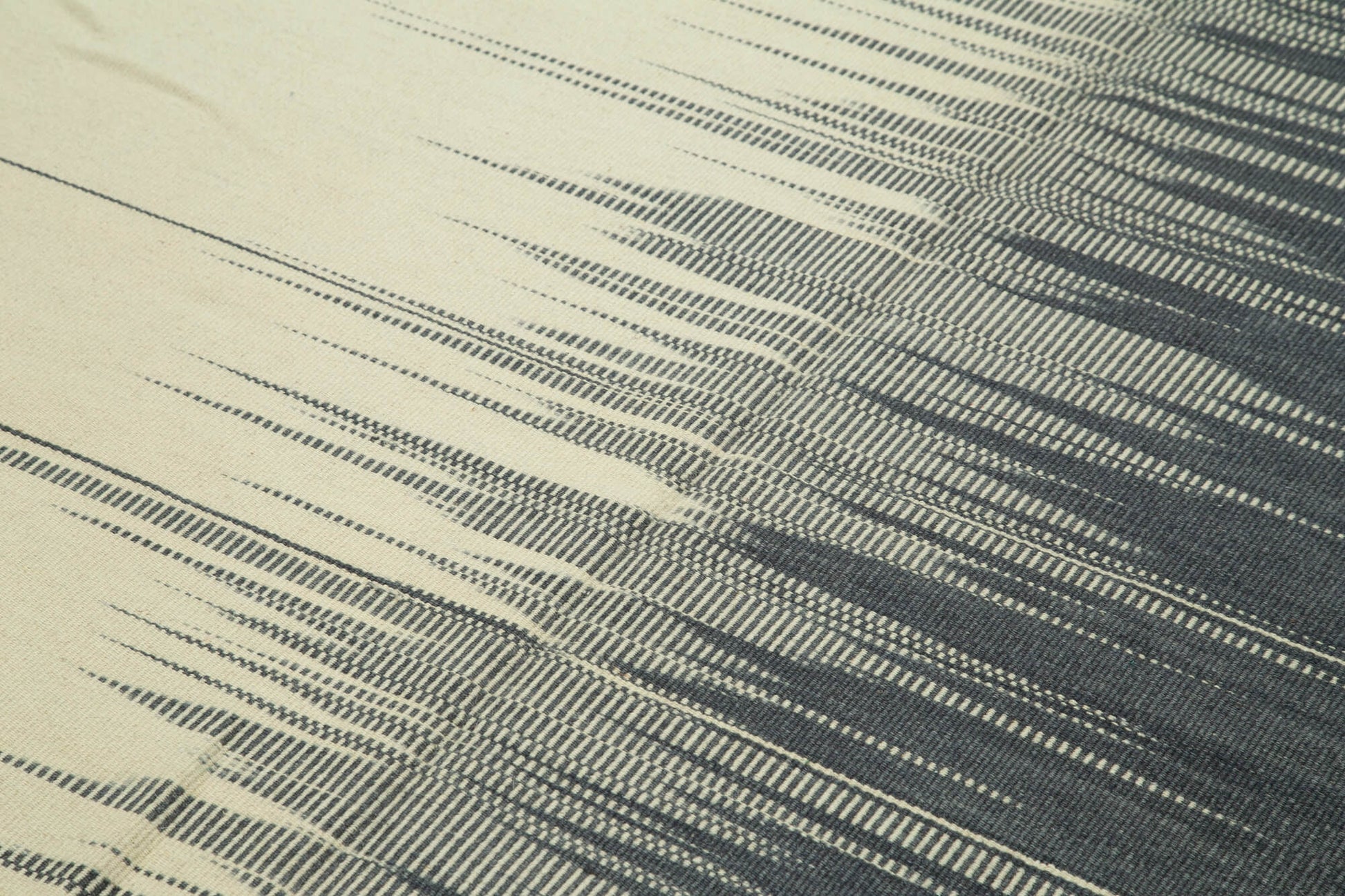 Degrade Kilim Bej Çizgili Pamuk Yün El Dokuma Halısı 176x245 Agacan