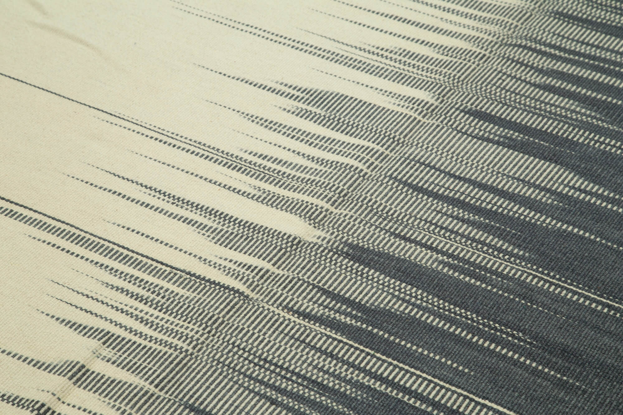 Degrade Kilim Bej Çizgili Pamuk Yün El Dokuma Halısı 176x245 Agacan