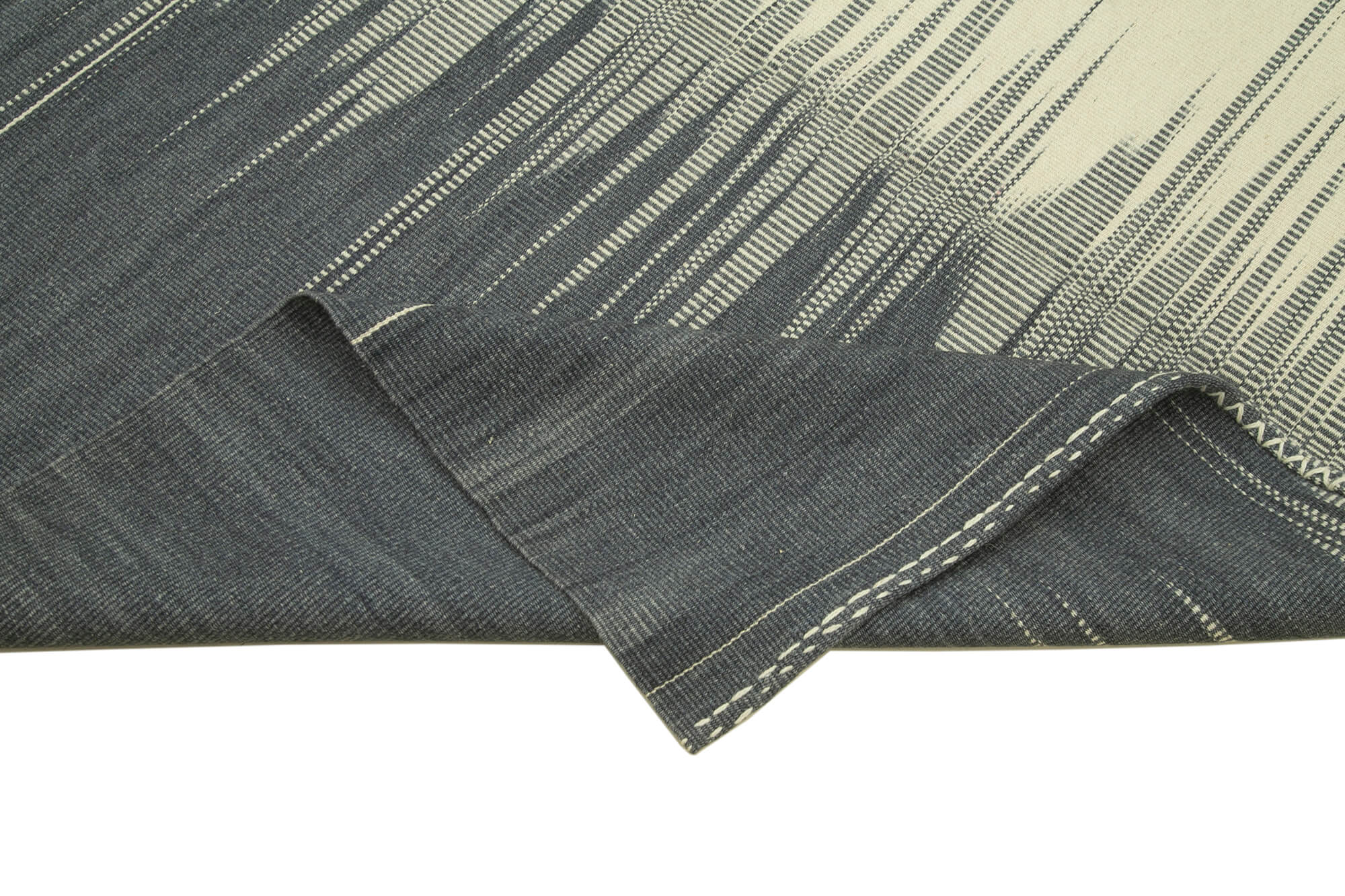 Degrade Kilim Bej Çizgili Pamuk Yün El Dokuma Halısı 176x245 Agacan