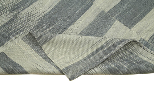 Degrade Kilim Gri Çizgili Pamuk Yün El Dokuma Halısı 201x288 Agacan