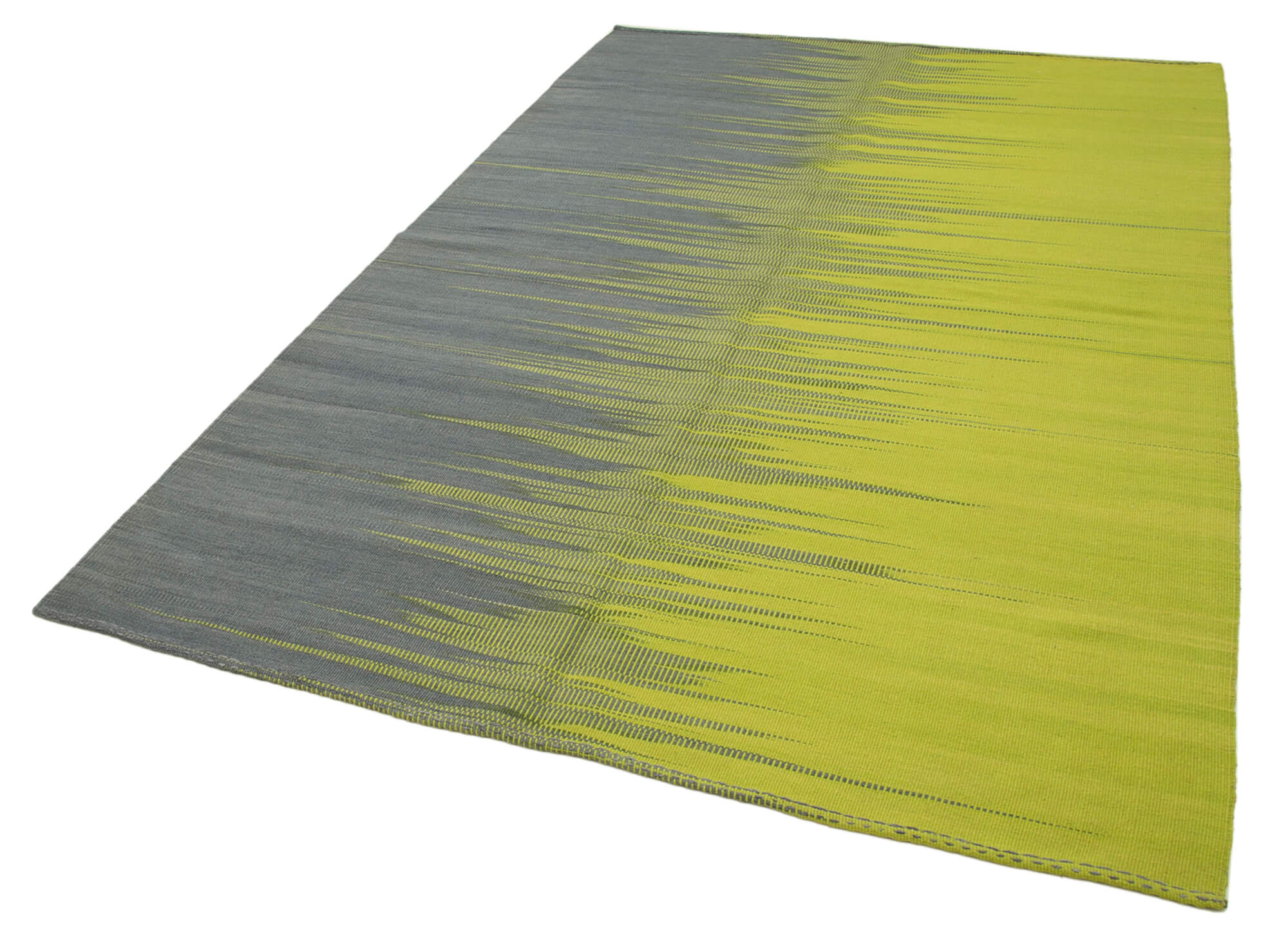 Degrade Kilim Gri Çizgili Pamuk Yün El Dokuma Halısı 178x263 Agacan