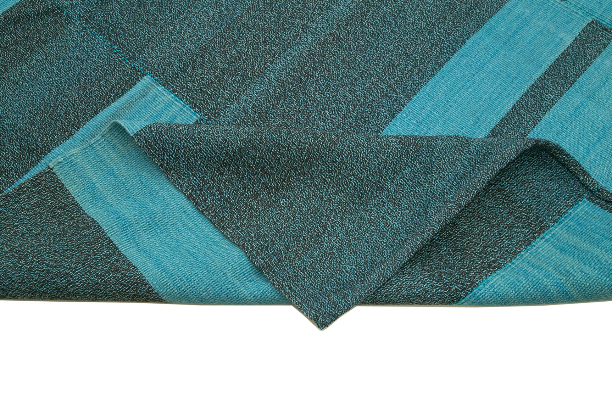 Degrade Kilim Turkuaz Çizgili Pamuk Yün El Dokuma Halısı 273x414 Agacan