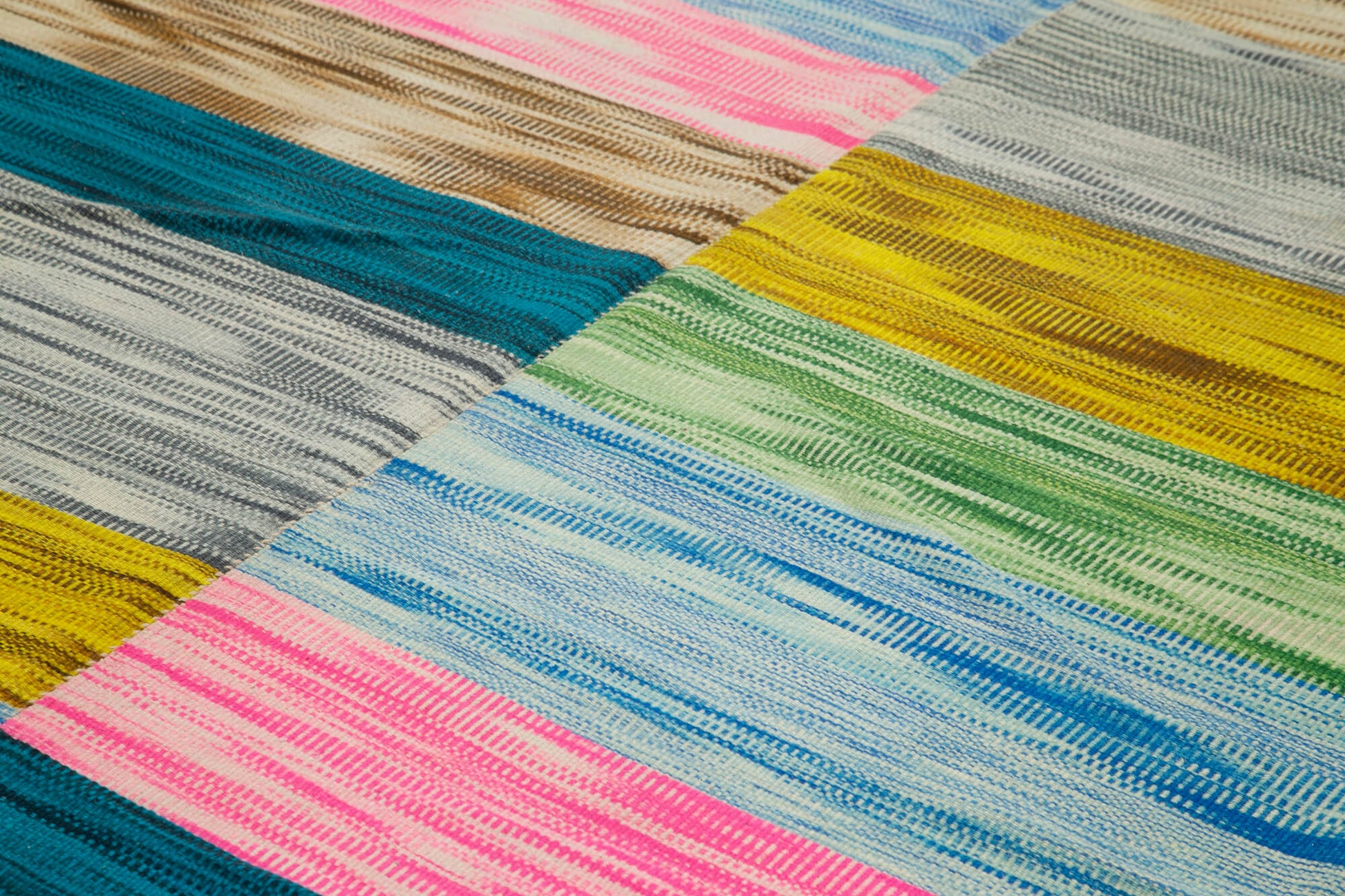 Degrade Kilim Beyaz Çizgili Pamuk Yün El Dokuma Halısı 294x390 Agacan