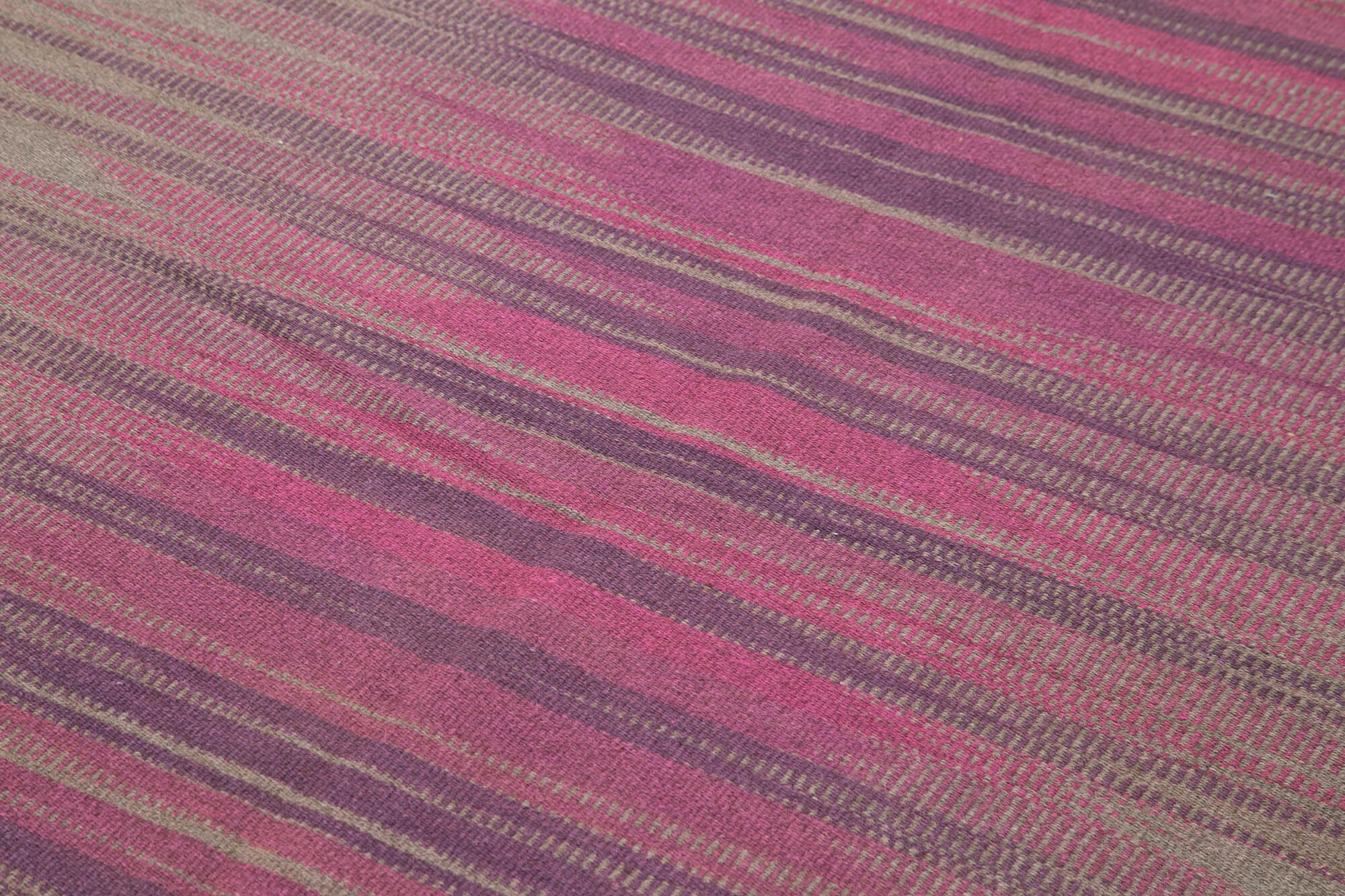 Degrade Kilim Mor Çizgili Pamuk Yün El Dokuma Halısı 179x255 Agacan