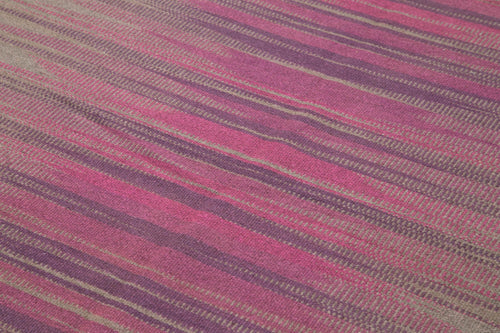 Degrade Kilim Mor Çizgili Pamuk Yün El Dokuma Halısı 179x255 Agacan