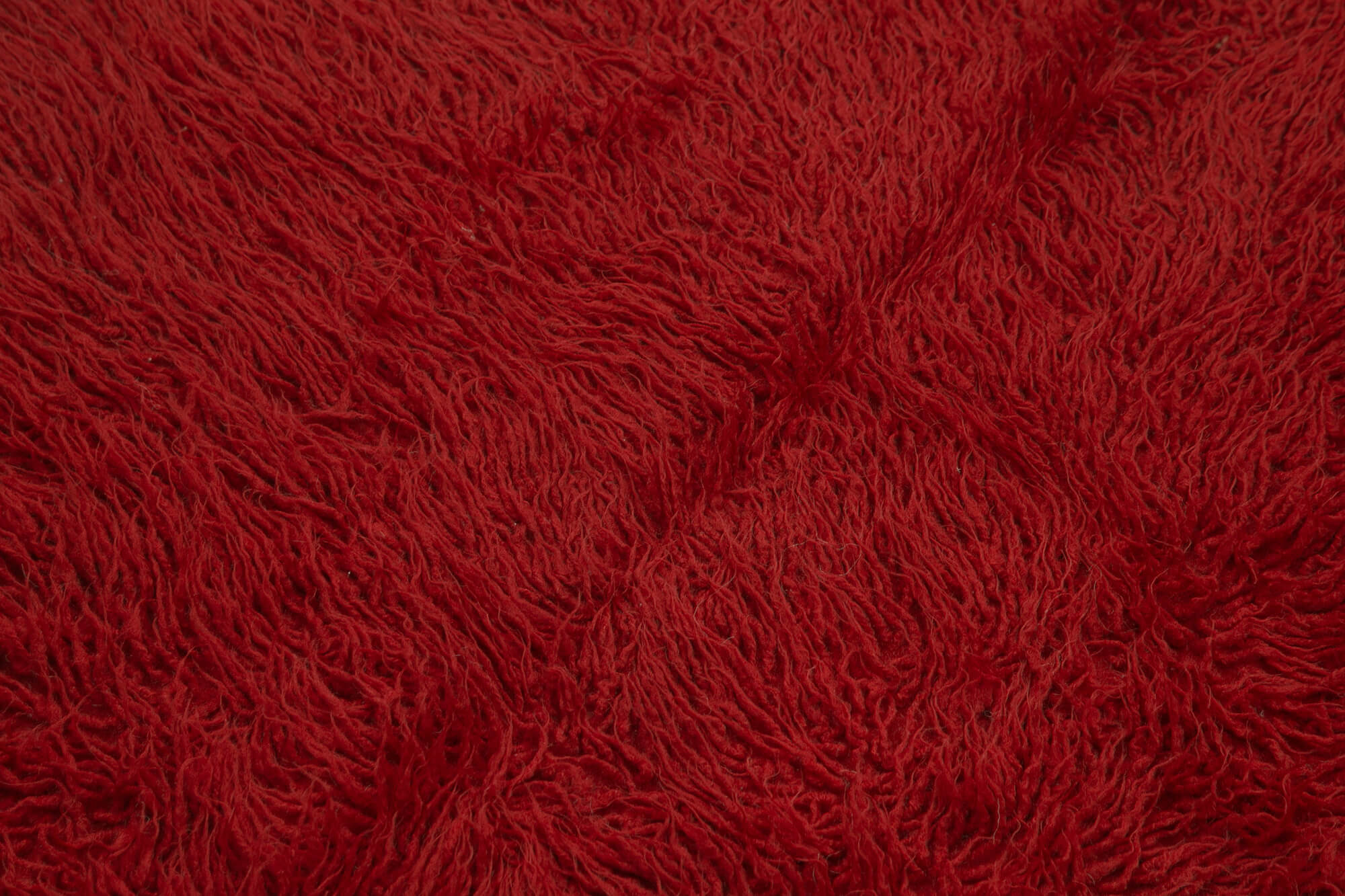 Tulu Kırmızı Shaggy Pamuk Yün El Dokuma Halısı 137x200 Agacan