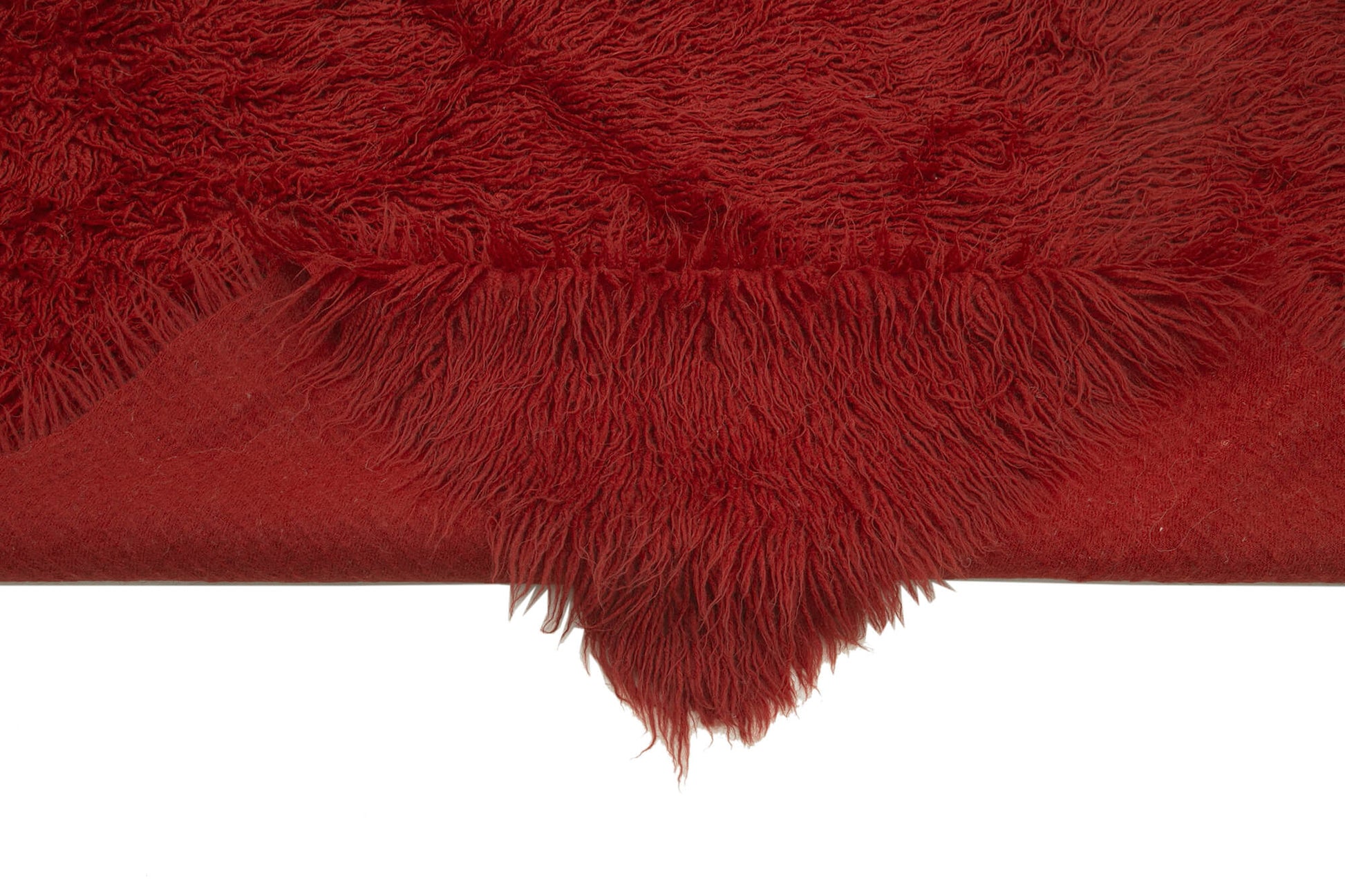 Tulu Kırmızı Shaggy Pamuk Yün El Dokuma Halısı 137x200 Agacan