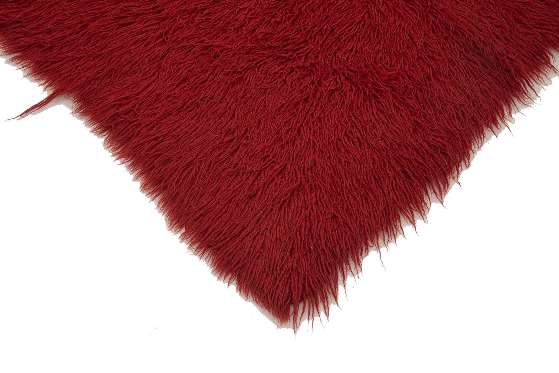 Tulu Kırmızı Shaggy Pamuk Yün El Dokuma Halısı 122x200 Agacan