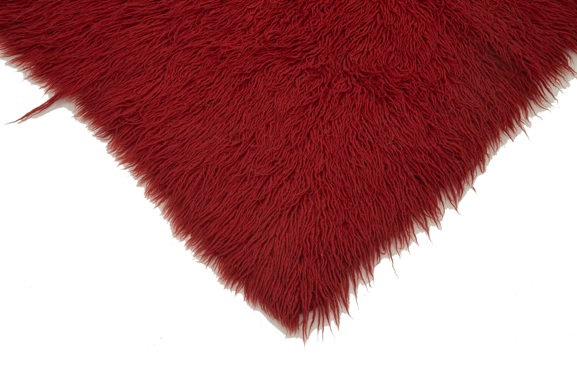 Tulu Kırmızı Shaggy Pamuk Yün El Dokuma Halısı 122x200 Agacan