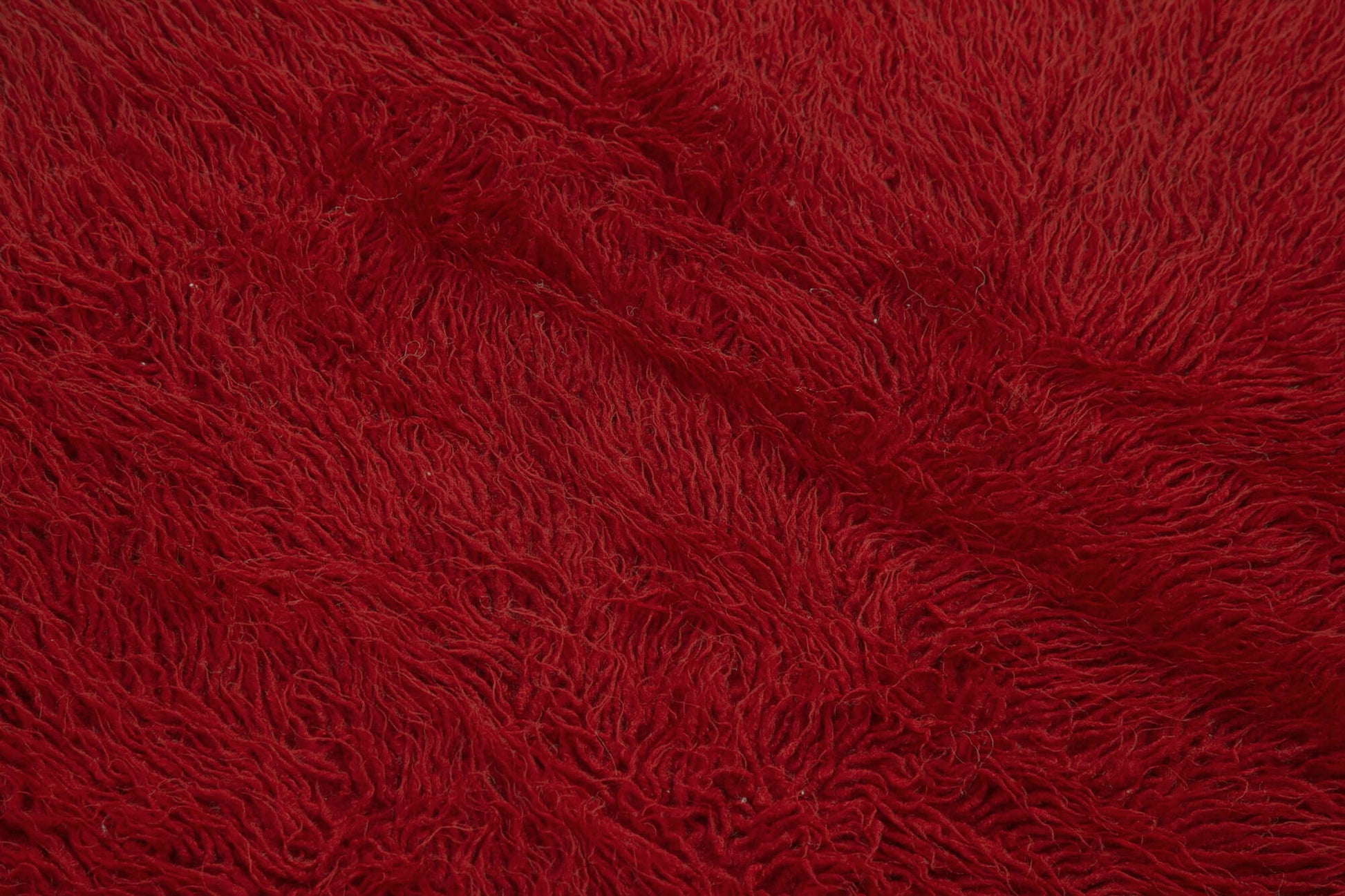 Tulu Kırmızı Shaggy Pamuk Yün El Dokuma Halısı 122x200 Agacan