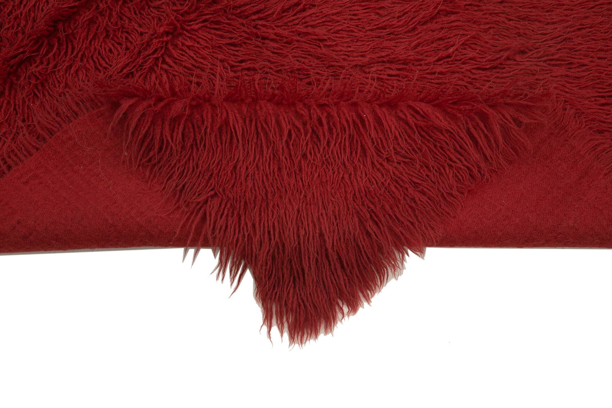 Tulu Kırmızı Shaggy Pamuk Yün El Dokuma Halısı 122x200 Agacan