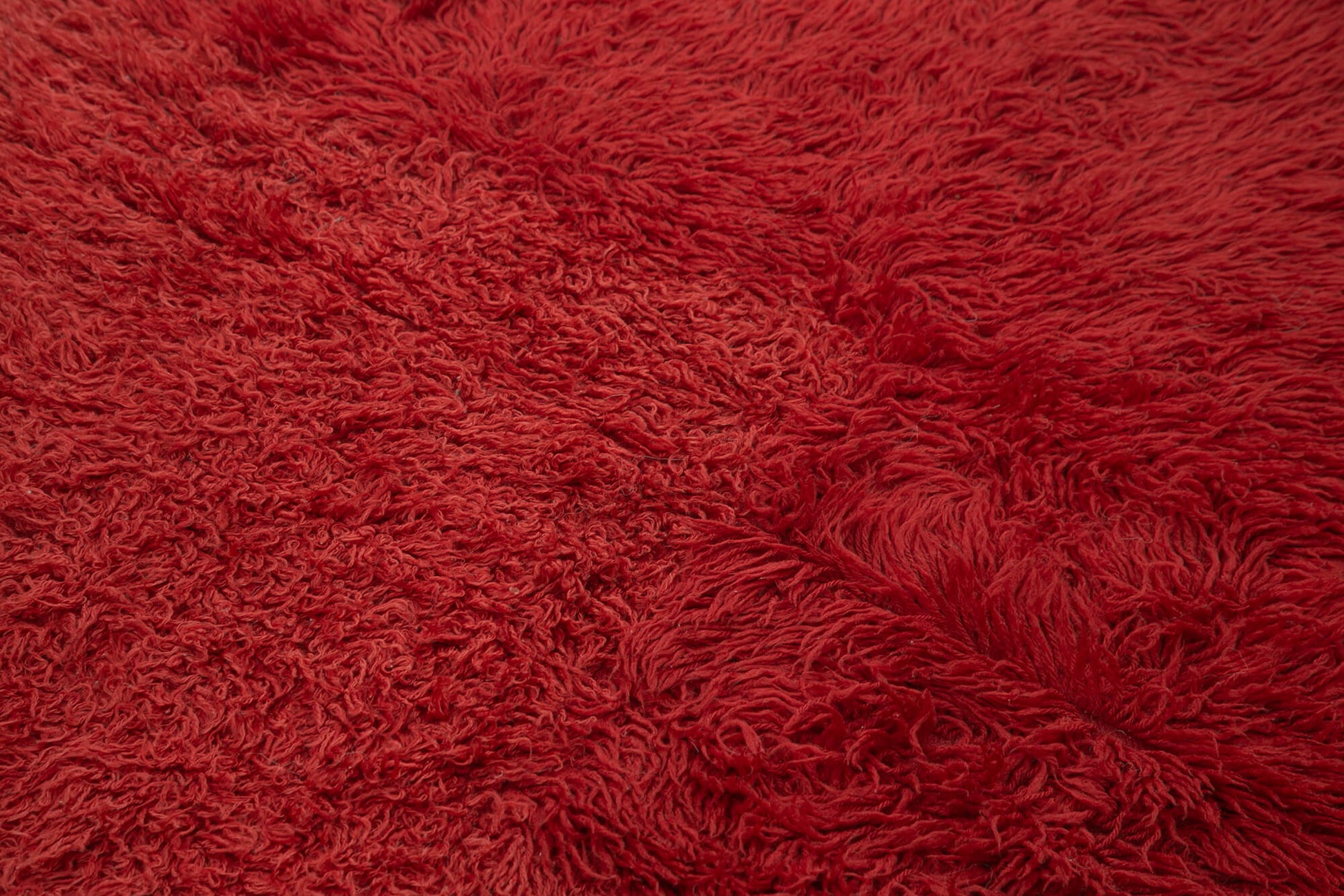 Tulu Kırmızı Shaggy Pamuk Yün El Dokuma Halısı 140x230 Agacan