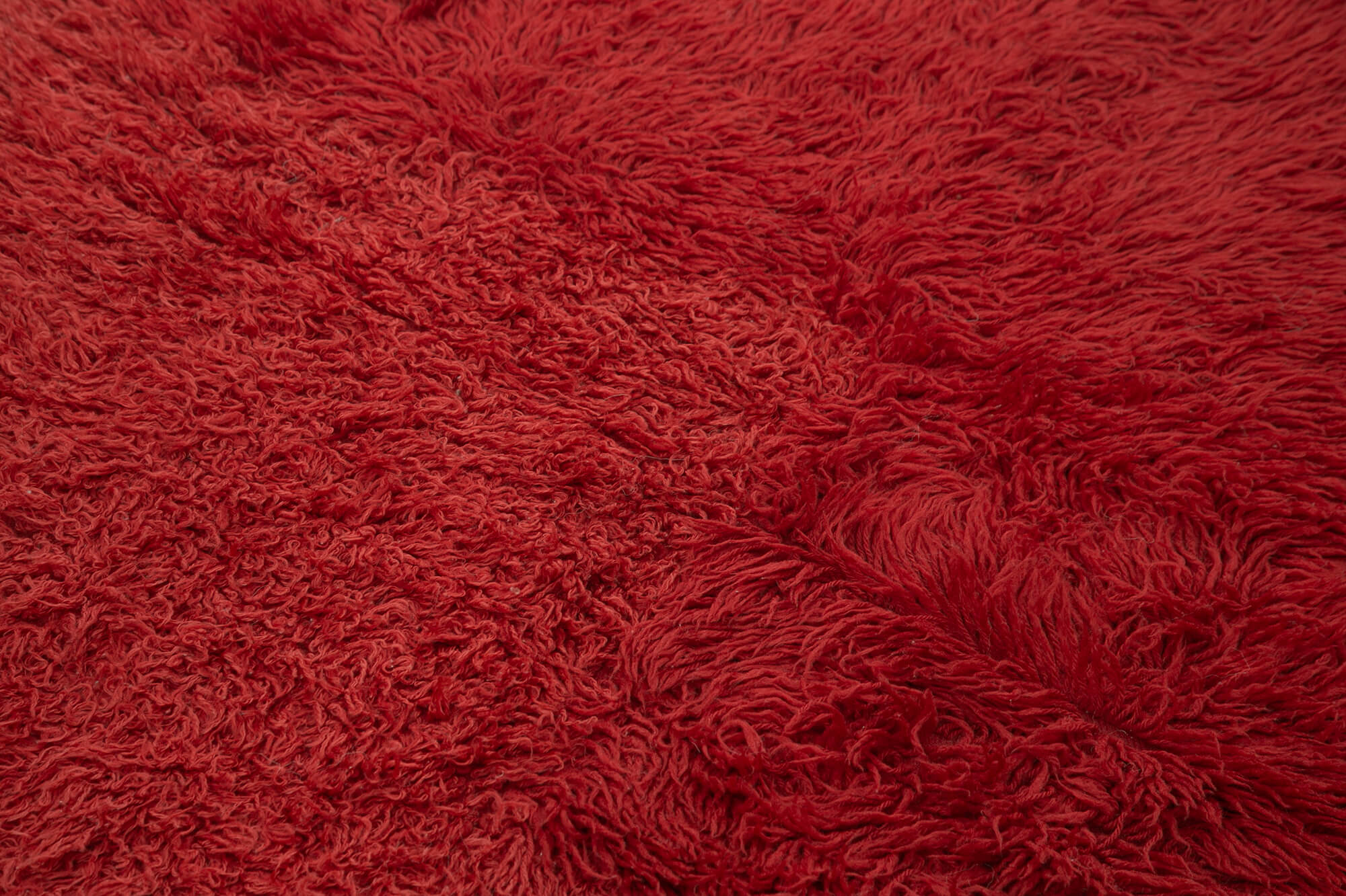 Tulu Kırmızı Shaggy Pamuk Yün El Dokuma Halısı 140x230 Agacan