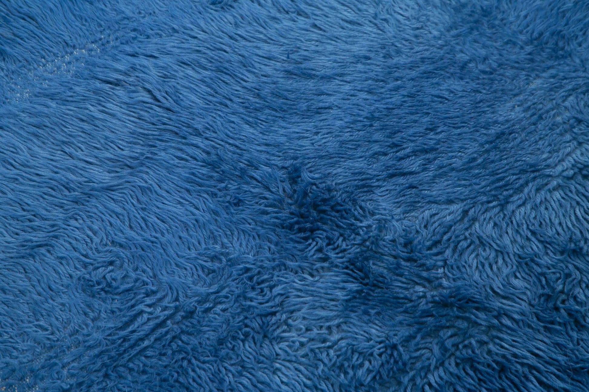 Tulu Mavi Shaggy Pamuk Yün El Dokuma Halısı 145x150 Agacan