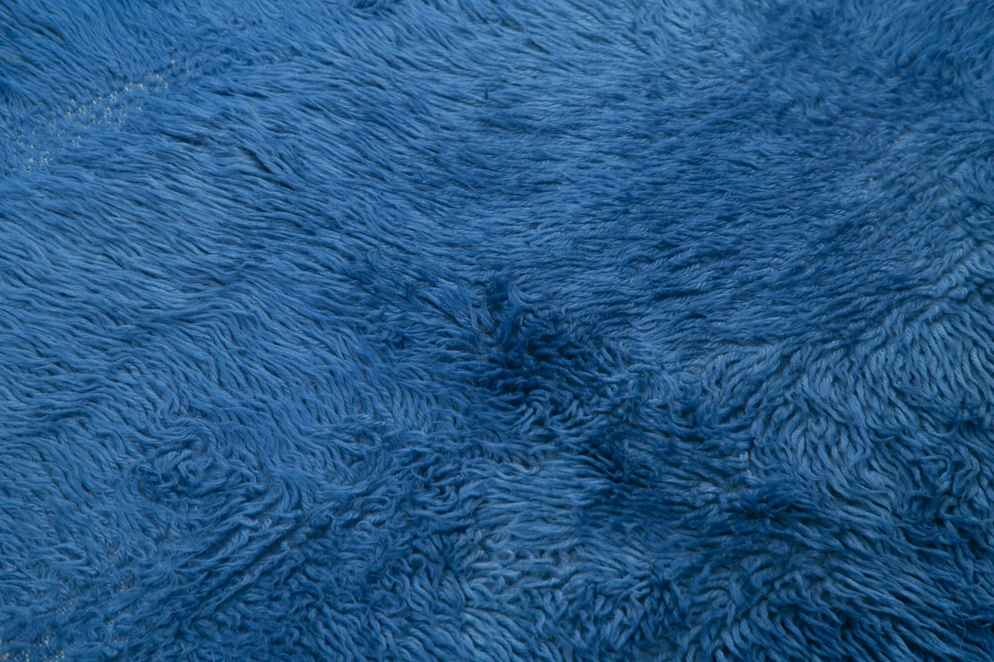 Tulu Mavi Shaggy Pamuk Yün El Dokuma Halısı 145x150 Agacan