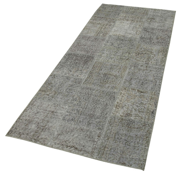 Kırk Yama Gri Patchwork Pamuk Yün El Dokuma Halısı 85x226 Agacan