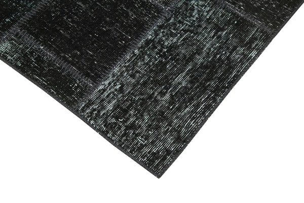 Kırk Yama Siyah Patchwork Pamuk Yün El Dokuma Halısı 87x268 Agacan