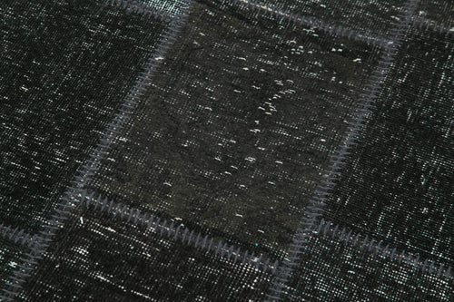 Kırk Yama Siyah Patchwork Pamuk Yün El Dokuma Halısı 87x268 Agacan
