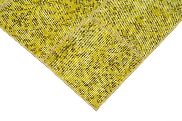 Kırk Yama Sarı Patchwork Pamuk Yün El Dokuma Halısı 86x275 Agacan