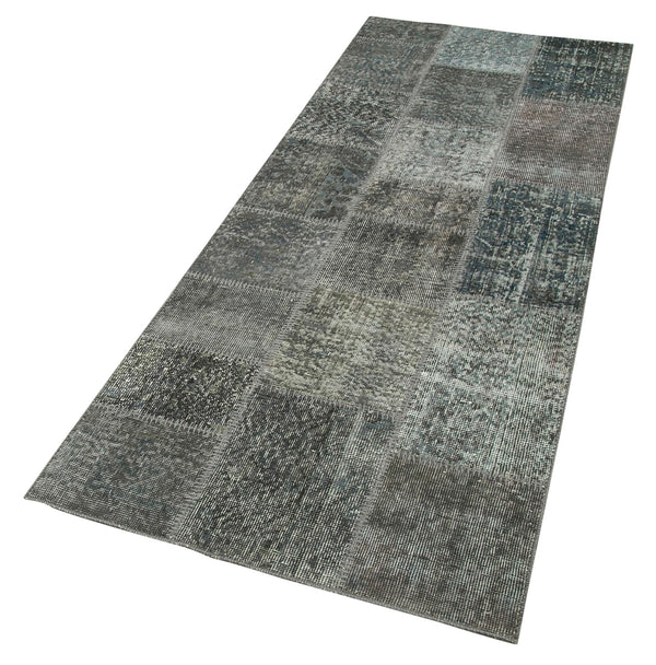Kırk Yama Gri Patchwork Pamuk Yün El Dokuma Halısı 86x225 Agacan