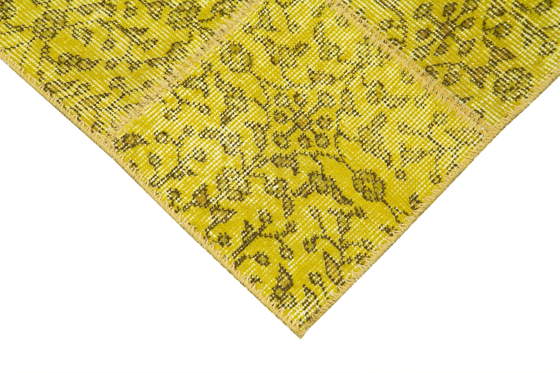 Kırk Yama Sarı Patchwork Pamuk Yün El Dokuma Halısı 86x261 Agacan