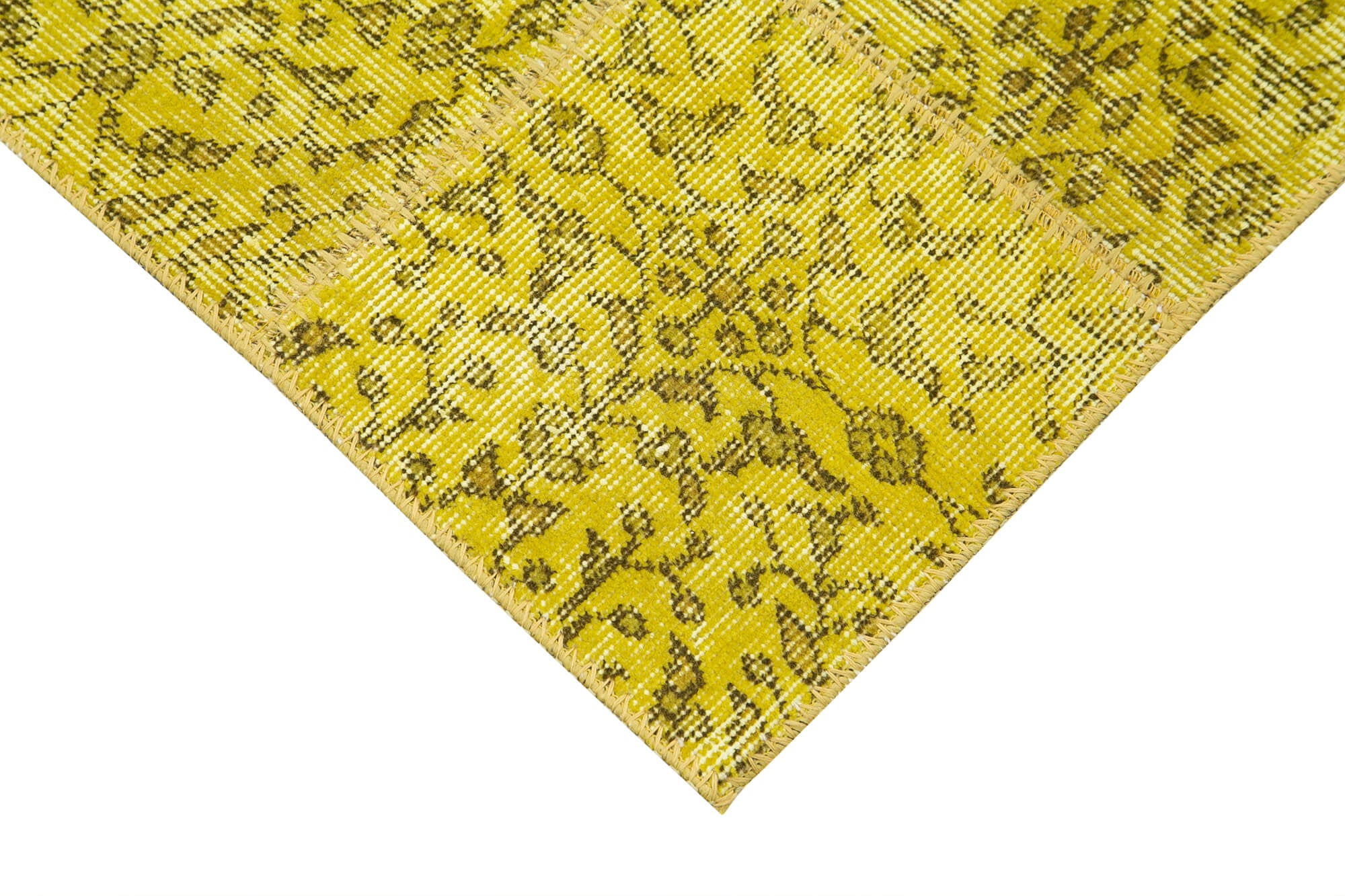 Kırk Yama Sarı Patchwork Pamuk Yün El Dokuma Halısı 86x261 Agacan