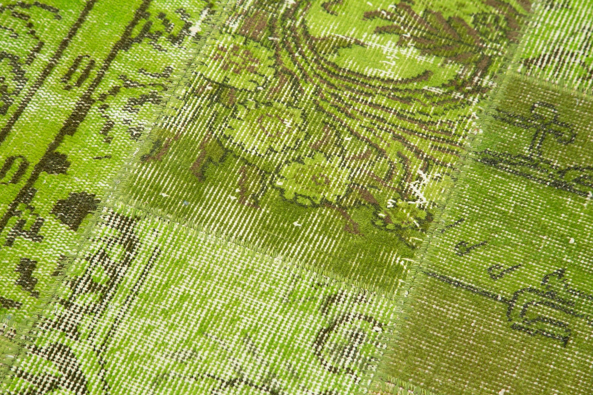 Kırk Yama Yeşil Patchwork Pamuk Yün El Dokuma Halısı 86x303 Agacan