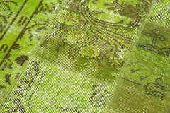 Kırk Yama Yeşil Patchwork Pamuk Yün El Dokuma Halısı 86x303 Agacan