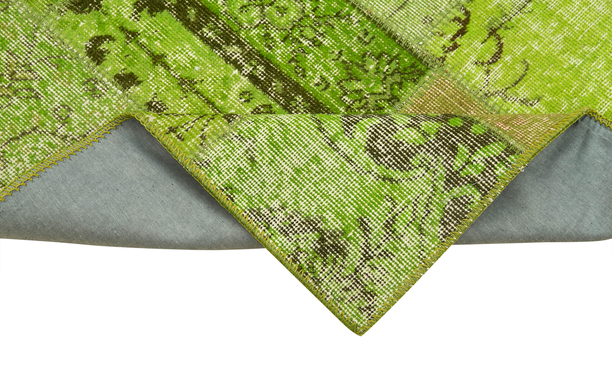 Kırk Yama Yeşil Patchwork Pamuk Yün El Dokuma Halısı 86x303 Agacan