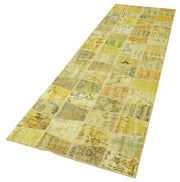 Kırk Yama Sarı Patchwork Pamuk Yün El Dokuma Halısı 99x307 Agacan