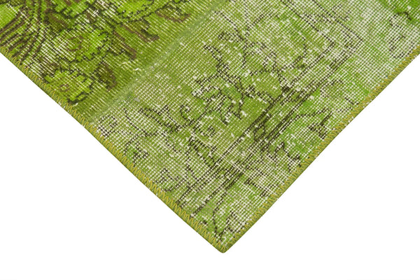 Kırk Yama Yeşil Patchwork Pamuk Yün El Dokuma Halısı 86x300 Agacan