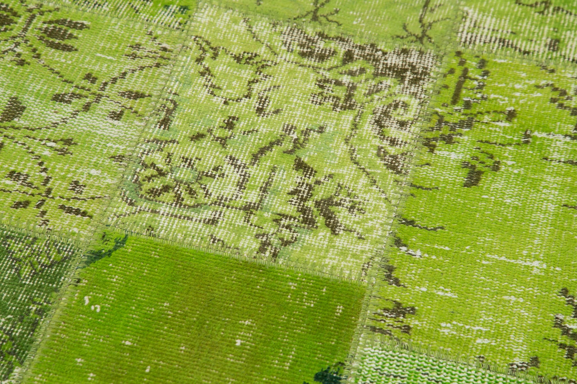 Kırk Yama Yeşil Patchwork Pamuk Yün El Dokuma Halısı 86x300 Agacan