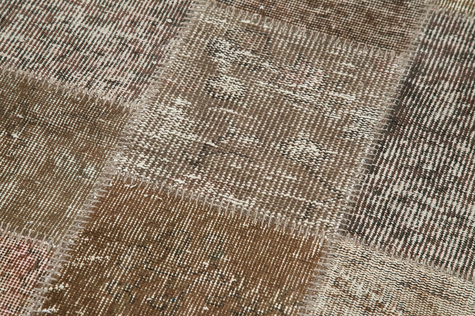 Kırk Yama Kahverengi Patchwork Pamuk Yün El Dokuma Halısı 84x300 Agacan