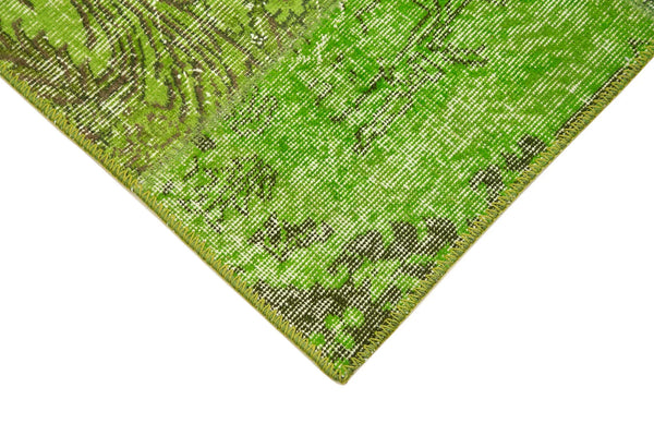 Kırk Yama Yeşil Patchwork Pamuk Yün El Dokuma Halısı 86x300 Agacan