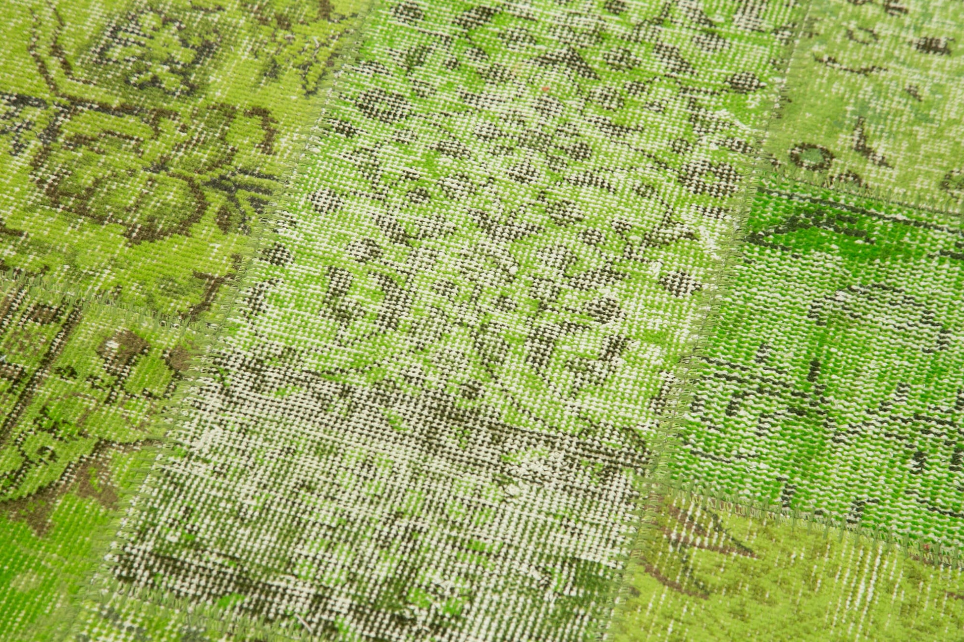 Kırk Yama Yeşil Patchwork Pamuk Yün El Dokuma Halısı 86x300 Agacan